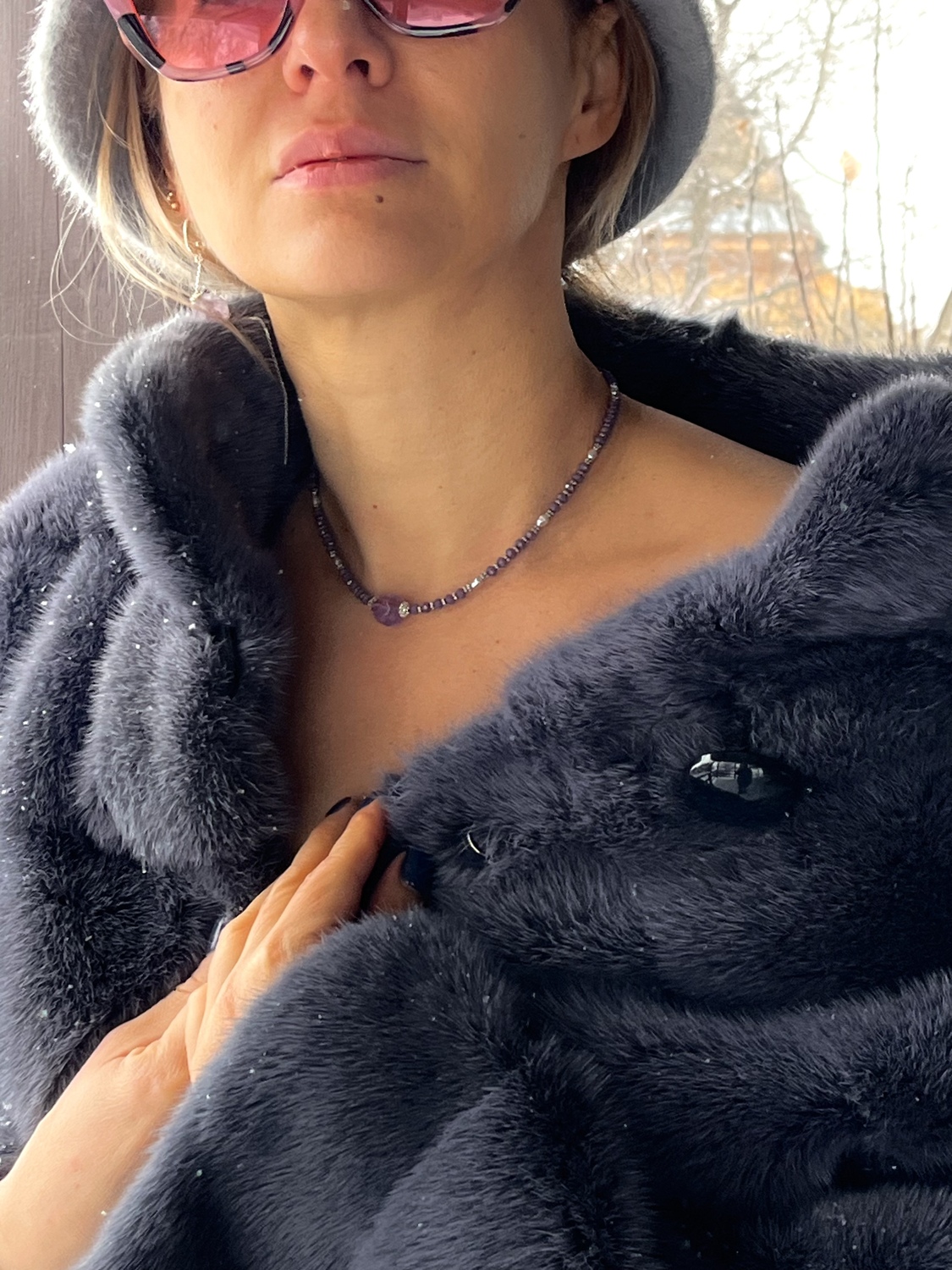 Чокер из аметиста и гематина